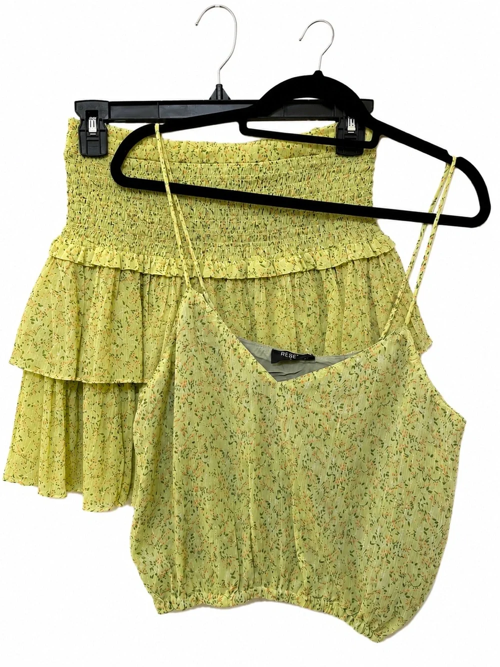 NEW RESET by Jane Lizzie Spring Floral Skirt  Set – Green | Size Medium